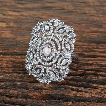 American Diamond Classic Ring With Rhodium Plating