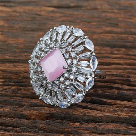 American Diamond Adjustable Ring With Rhodium Plating