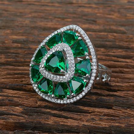 American Diamond Adjustable Ring With Rhodium Plating