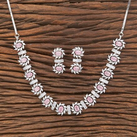 American Diamond Cz Necklace With Rhodium Plating