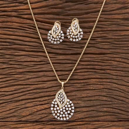 American Diamond Classic Pendant Set With 2 Tone Plating