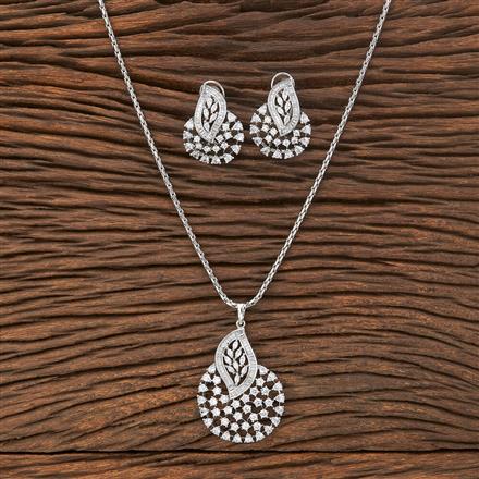 American Diamond Classic Pendant Set With Rhodium Plating