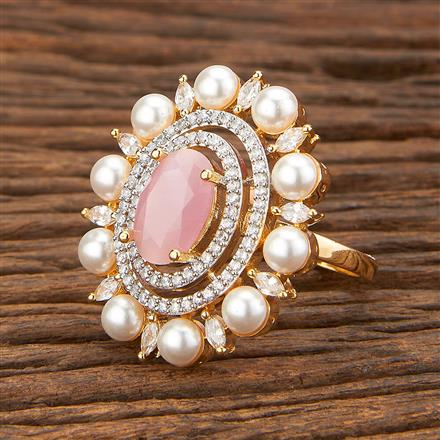 Cubic Zirconia Adjustable Ring With 2 Tone Plating