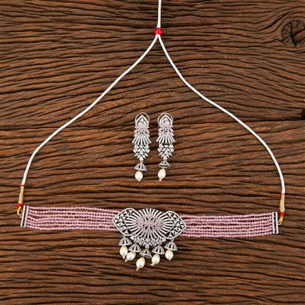 Cubic Zirconia Bandhai Necklace With Rhodium Plating