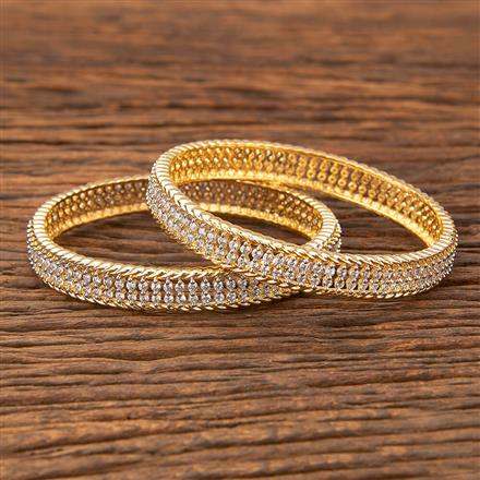 Cubic Zirconia Delicate Bangles With 2 Tone Plating