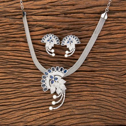 Cubic Zirconia Pearl Pendant Set With Rhodium Plating