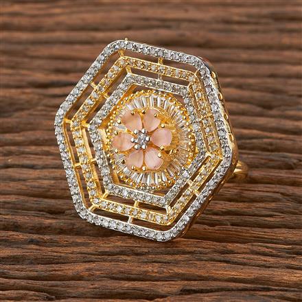 Cubic Zirconia Adjustable Ring With 2 Tone Plating