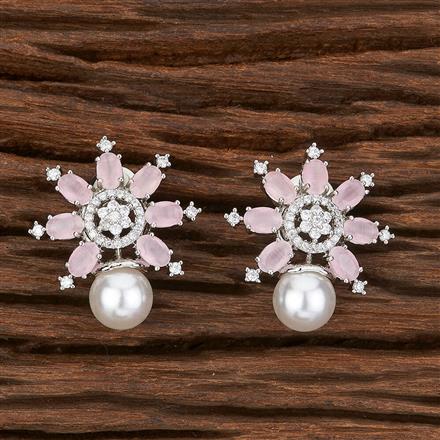 Cubic Zirconia Short Earring With Rhodium Plating