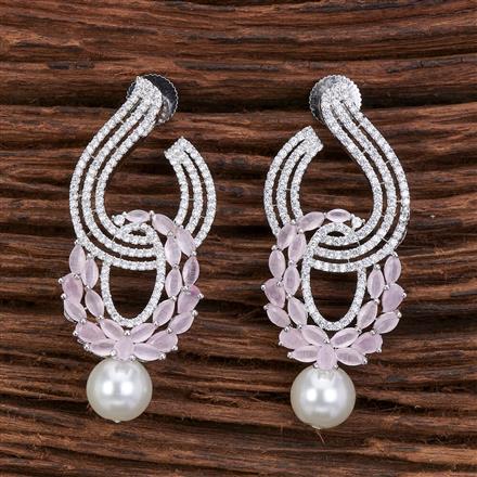 Cubic Zirconia Classic Earring With Rhodium Plating