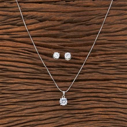 Cubic Zirconia Solitaire Pendant Set With Rhodium Plating