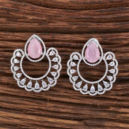 Cubic Zirconia Chand Earring With Rhodium Plating