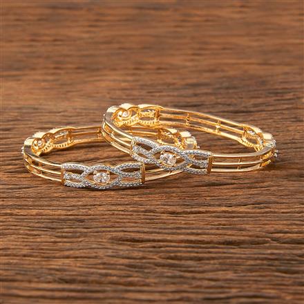 Cubic Zirconia Delicate Bangles With 2 Tone Plating