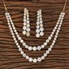 Cubic Zirconia 2 Line Necklace With 2 Tone Plating