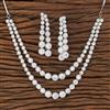 Cubic Zirconia 2 Line Necklace With Rhodium Plating
