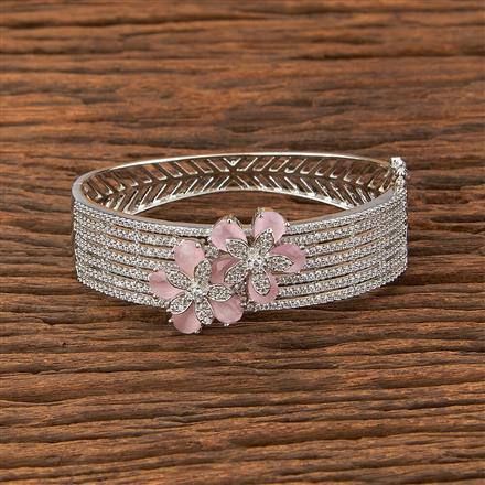 Cubic Zirconia Classic Kada With Rhodium Plating