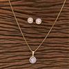 Cubic Zirconia Delicate Pendant Set With 2 Tone Plating