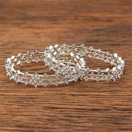 Cubic Zirconia Delicate Bangles With Rhodium Plating