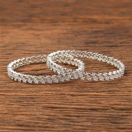 Cubic Zirconia Delicate Bangles With Rhodium Plating