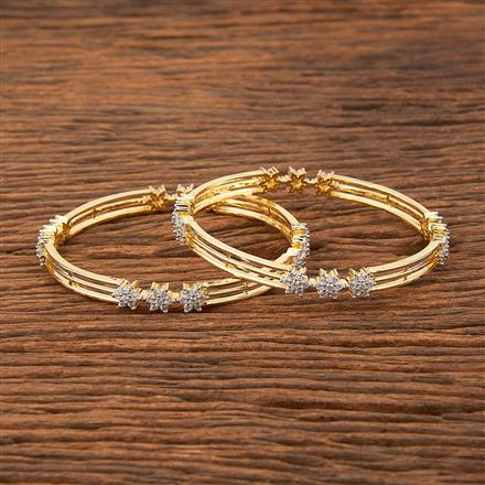 Cubic Zirconia Delicate Bangles With 2 Tone Plating
