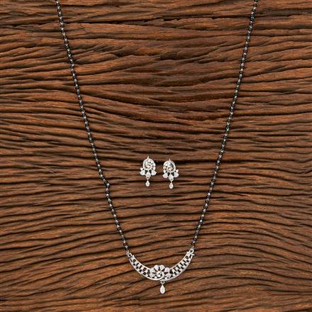 American Diamond Tanmaniya Mangalsutra With Rhodium Plating