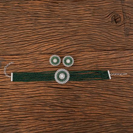 American Diamond Bandhai Necklace With Rhodium Plating