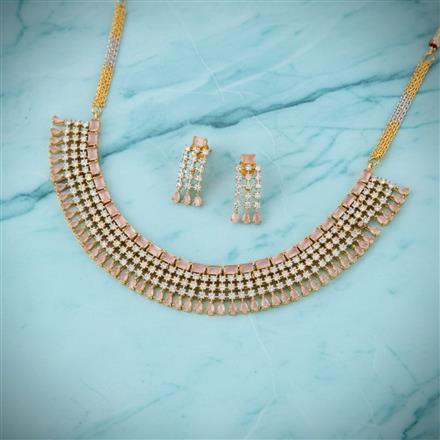 American Diamond Delicate Necklace With 2 Tone Plating