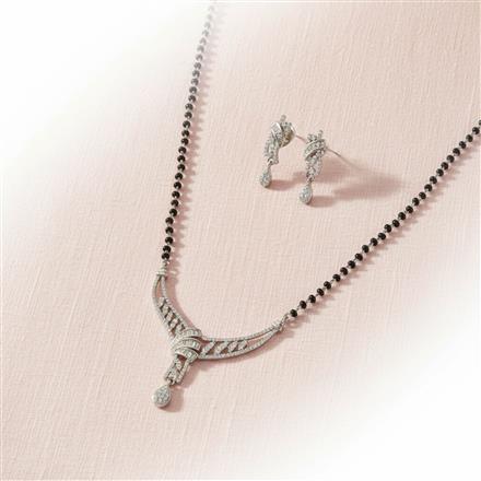 American Diamond Tanmaniya Mangalsutra With Rhodium Plating