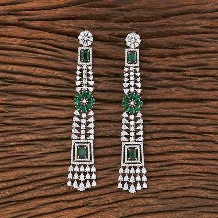 American Diamond Long Earring With Rhodium Plating