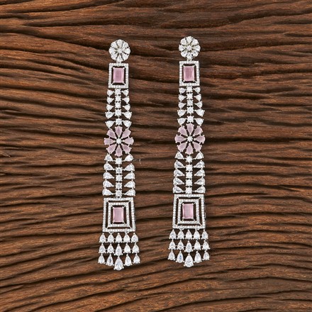 American Diamond Long Earring With Rhodium Plating