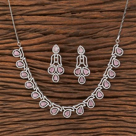 American Diamond Classic Necklace With Rhodium Plating