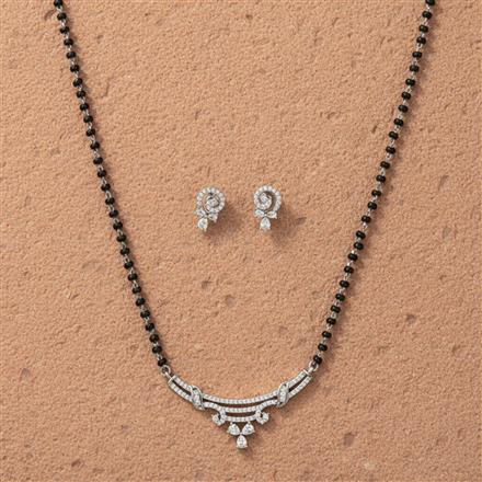 American Diamond Tanmaniya Mangalsutra With Rhodium Plating