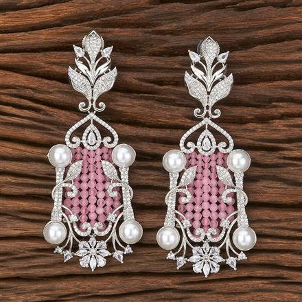 American Diamond Pearl Earring With Rhodium Plating