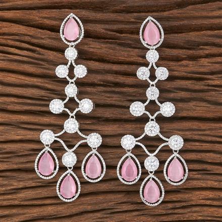 American Diamond Long Earring With Rhodium Plating