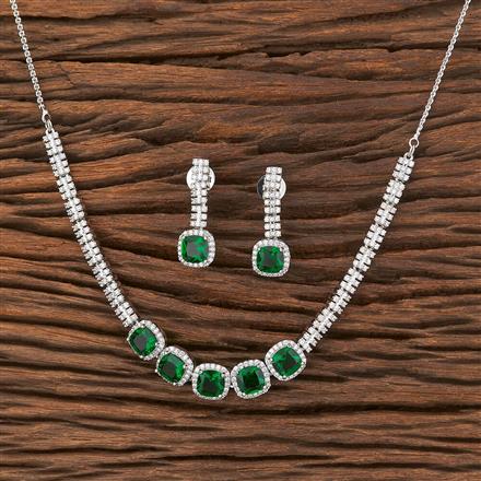 American Diamond Delicate Necklace With Rhodium Plating