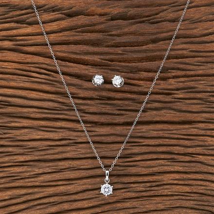 American Diamond Solitaire Pendant Set
