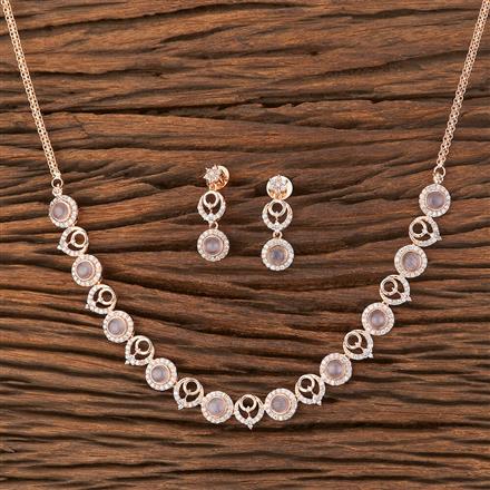 American Diamond Classic Necklace With Rose Gold Plating