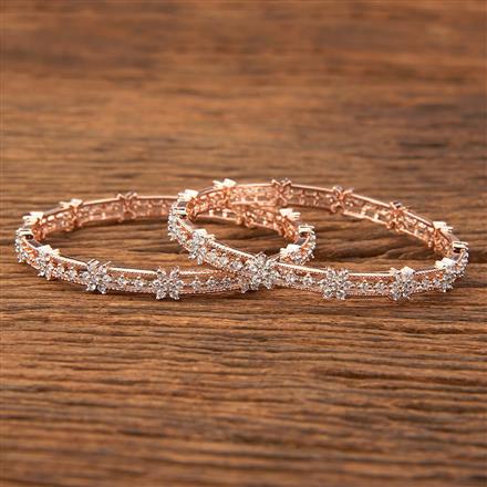 American Diamond Delicate Bangles With Rose Gold Plating