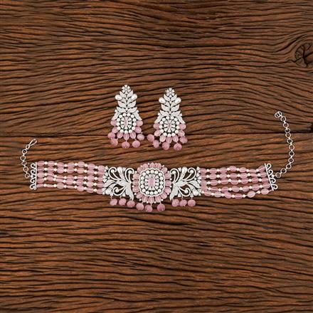 Cubic Zirconia Bandhai Necklace With Rhodium Plating