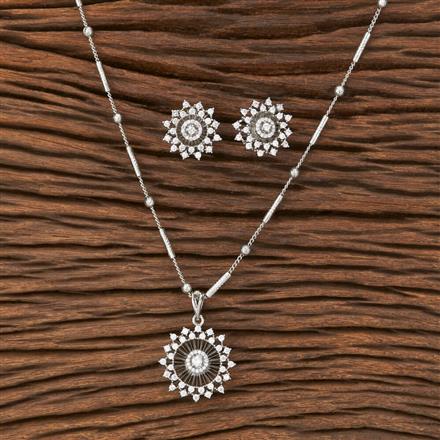 American Diamond Classic Pendant Set With Rhodium Plating