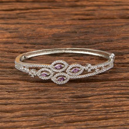 American Diamond Delicate Kada With Rhodium Plating