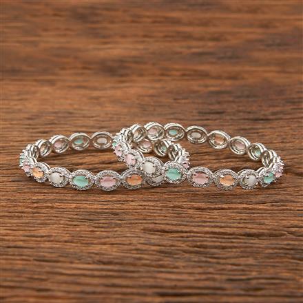 American Diamond Delicate Bangles With Rhodium Plating