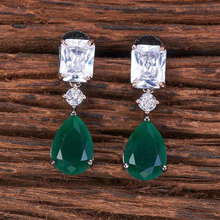 Cubic Zirconia Short Earring With Black Rose Plating