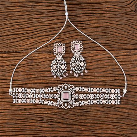 Cubic Zirconia Choker Necklace With Black Rose Plating