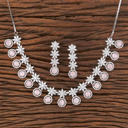 Cubic Zirconia Cz Necklace With Rhodium Plating