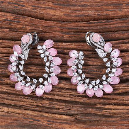 Cubic Zirconia Chand Earring With Black Plating