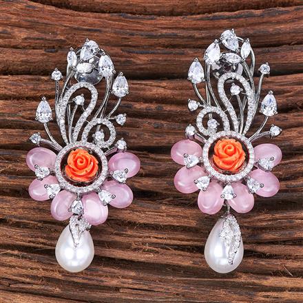 Cubic Zirconia Classic Earring With Rhodium Plating