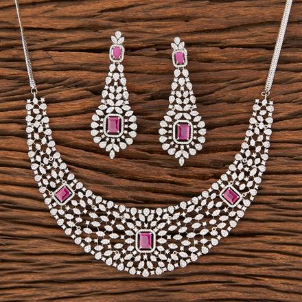 Cubic Zirconia Stiff Necklace With Rhodium Plating