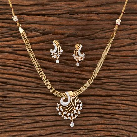 Cubic Zirconia Classic Pendant Set With 2 Tone Plating