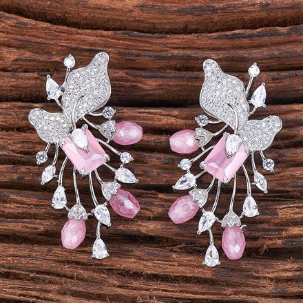 Cubic Zirconia Short Earring With Rhodium Plating