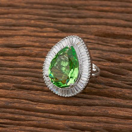 Cubic Zirconia Adjustable Ring With Rhodium Plating